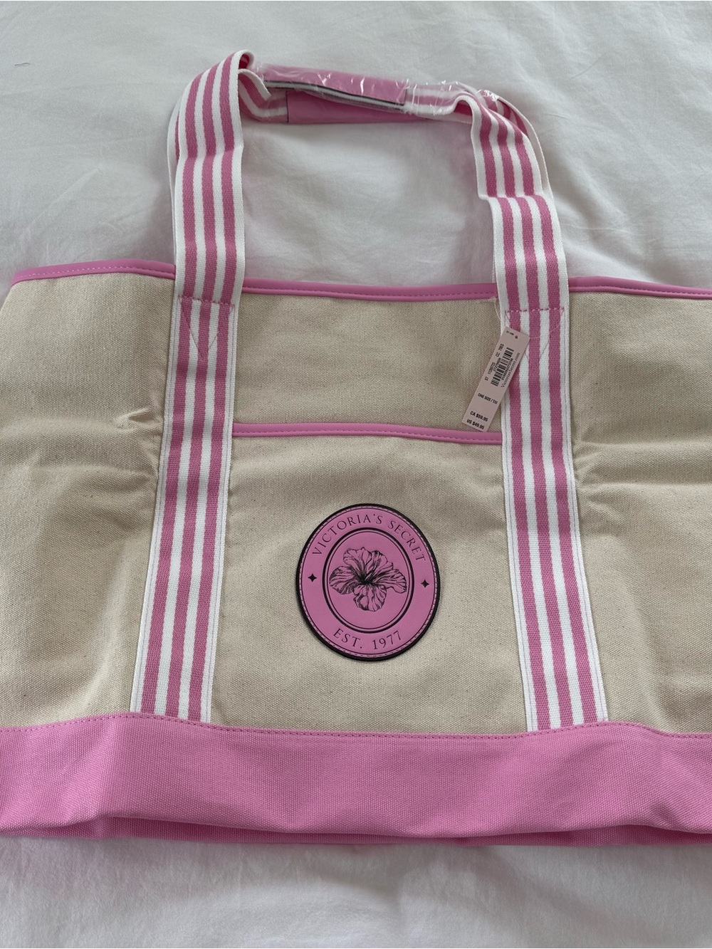 Victoria's Secret Pink and Cream Canvas Tote